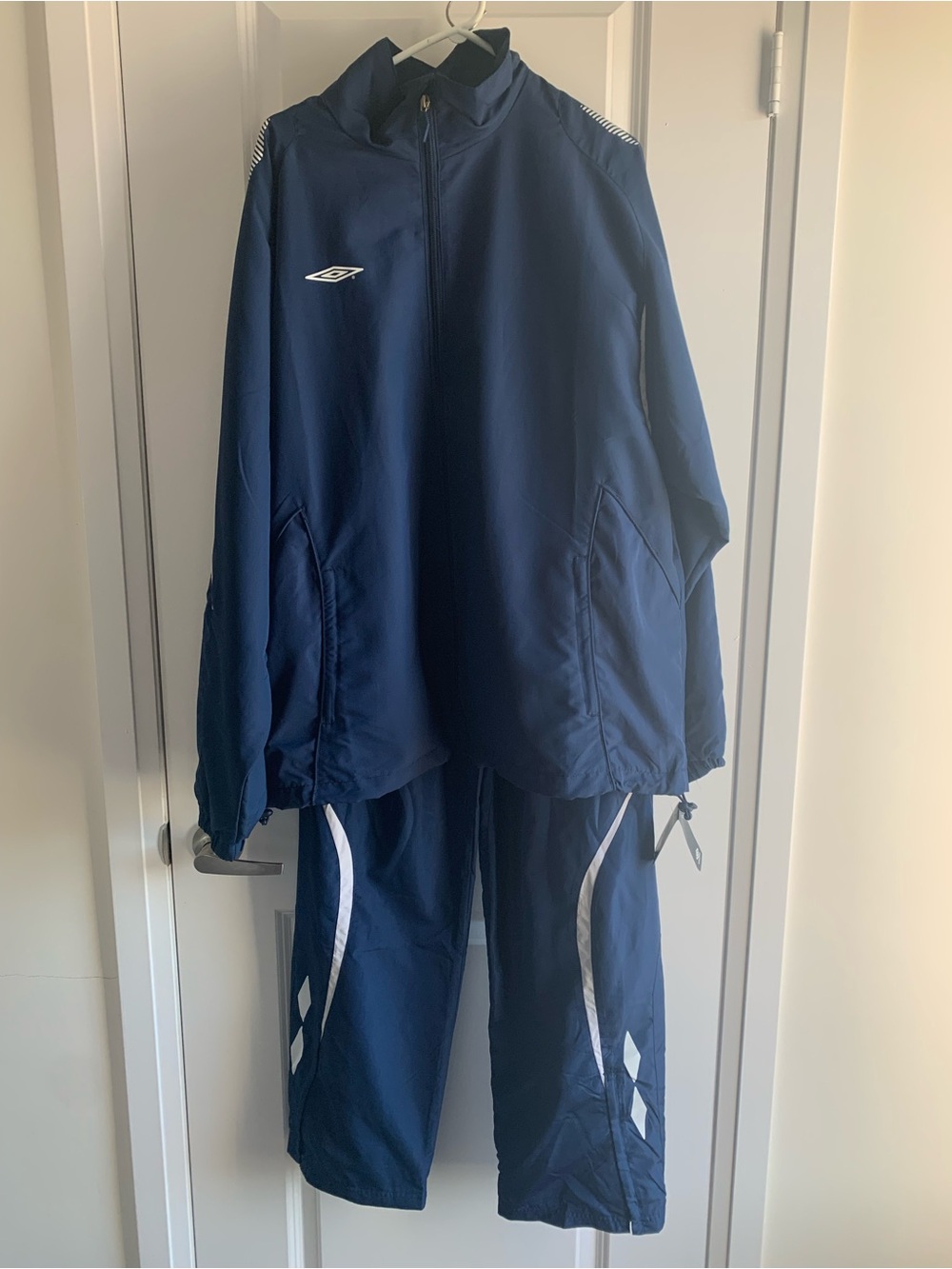 Umbro Navy & White Athletic Track Jacket and Pants 2000s